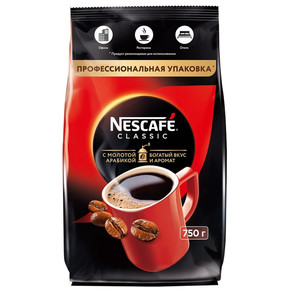 Кофе растворимый гранулированный Nescafe Classic, мягкая упаковка, 750г