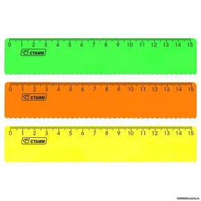 Линейка 15см СТАММ, пластик., непрозрачная, ассорти, ЛН170