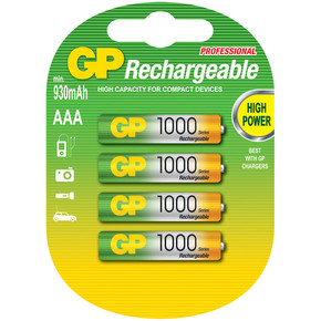 Аккумулятор GP AAA (HR03) 1000mAh 4BL 4шт/уп