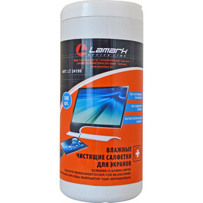 Салфетки чистящие влажные Lamark 24199 для экранов, 100шт, в тубе